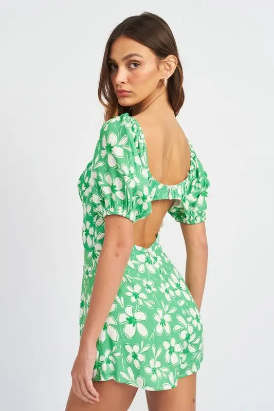 Floral Bubble Sleeve Romper online