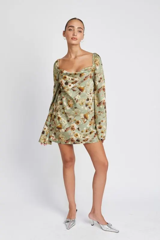 Floral Cowl Neck Mini Dress online