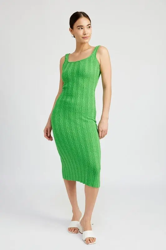 Ribbed Scoop Neck Midi Dress online